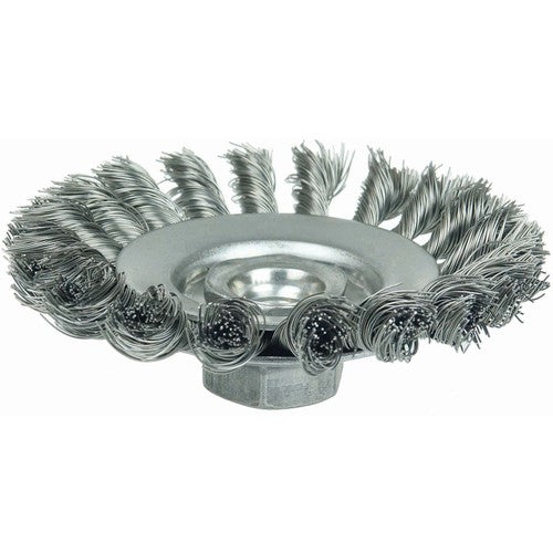 4″ Knot Wire Bevel Brush, .014″ Steel Fill, M10x1.25 Nut - Industrial Tool & Supply