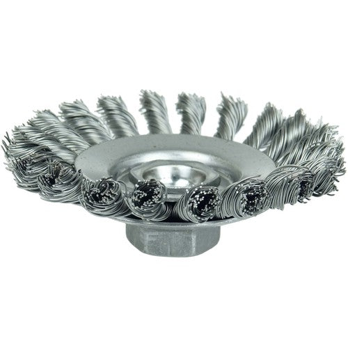 4″ Knot Wire Bevel Brush, .020″ Steel Fill, M14 × 2.0 Nut - Industrial Tool & Supply