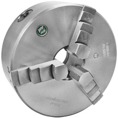 Self-Centering Manual Lathe Chuck: 3-Jaw,  5″ Dia Hard & Solid Jaws, Plain Back Mount, 3,200 Max RPM