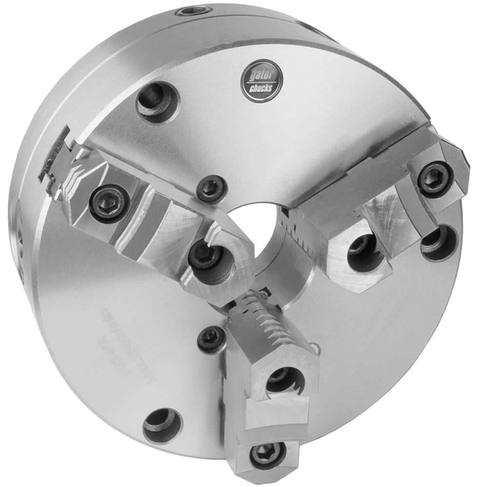 Self-Centering Manual Lathe Chuck: 3-Jaw,  5″ Dia Two-Piece Jaws, Front Mount, Adjustable, 3,200 Max RPM