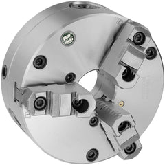 Self-Centering Manual Lathe Chuck: 3-Jaw,  10″ Dia Two-Piece Jaws, Front Mount, Adjustable, 2,700 Max RPM