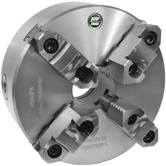 Self-Centering Manual Lathe Chuck: 4-Jaw,  5″ Dia Two-Piece Jaws, Plain Back Mount, 3,200 Max RPM