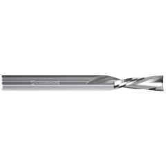 Square End Mill: 1/8'' Dia, 3/8'' LOC, 1.5'' OAL, 2 Flutes, Solid Carbide Single End, Uncoated, Downcut Flute