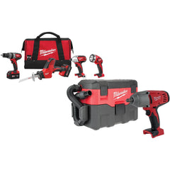 Cordless Tool Combination Kit: 18V (2) 48-11-1828 XC High Capacity RED Lithium-Ion Batteries, 1-Hour Charger, 49-24-0171 M18 Work Light, Contractor Bag, General Purpose Sawzall Blade, M18 2 Gallon Wet/Dry Vacuum, M18 1/2″High Torque Impact Wrench with Fri