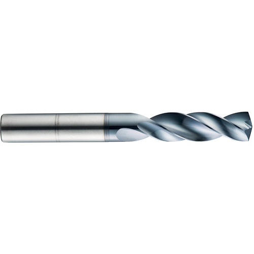 ‎R Dia. x 3/8″ Shank × 1-27/32″ Flute Length × 3-1/2″ OAL, 3xD, 145°, TA, 2 Flute, External, Round Solid Carbide Drill