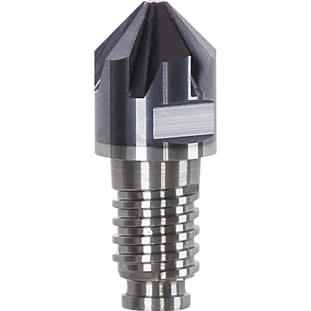 Corner Radius & Corner Chamfer End Mill Heads; Chamfer Angle: 60.000; Connection Type: Duo-Lock 20; Centercutting: No; Flute Type: Spiral; Number Of Flutes: 8; End Mill Material: Solid Carbide; Overall Length: 0.98