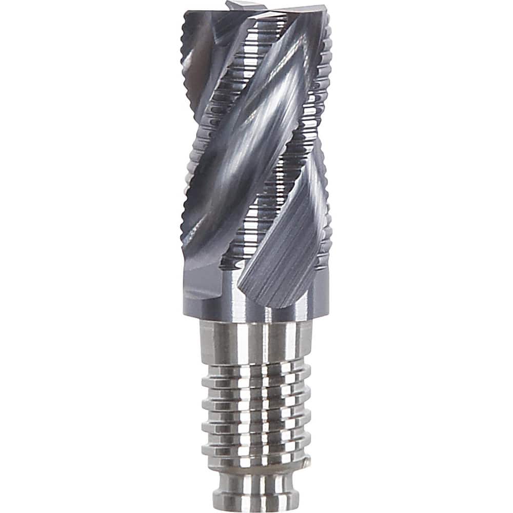 Corner Radius & Corner Chamfer End Mill Heads; Chamfer Angle: 45.000; Connection Type: Duo-Lock 10; Centercutting: Yes; Flute Type: Spiral; Number Of Flutes: 4; End Mill Material: Solid Carbide; Overall Length: 0.49