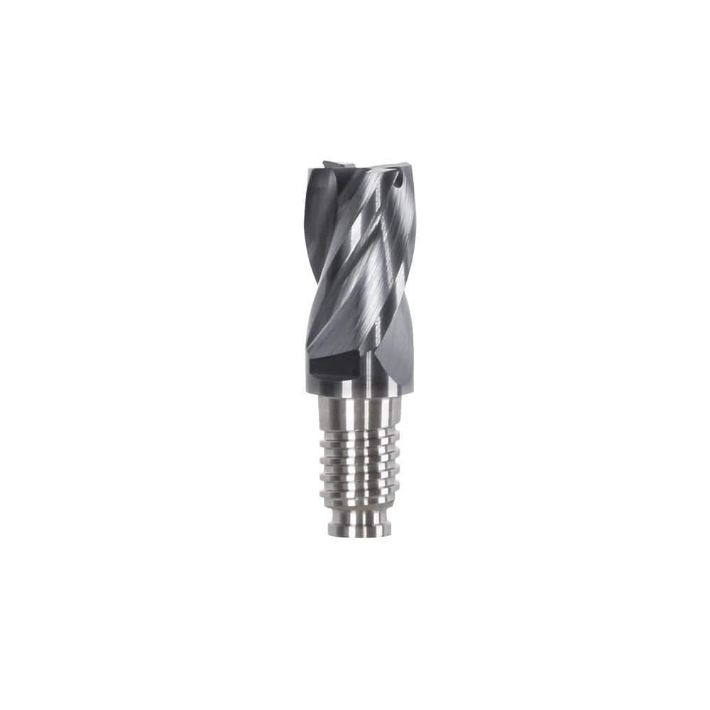 Corner Radius & Corner Chamfer End Mill Heads; Chamfer Angle: 45.000; Connection Type: Duo-Lock 25; Centercutting: Yes; Flute Type: Spiral; Number Of Flutes: 4; End Mill Material: Solid Carbide; Overall Length: 1.97