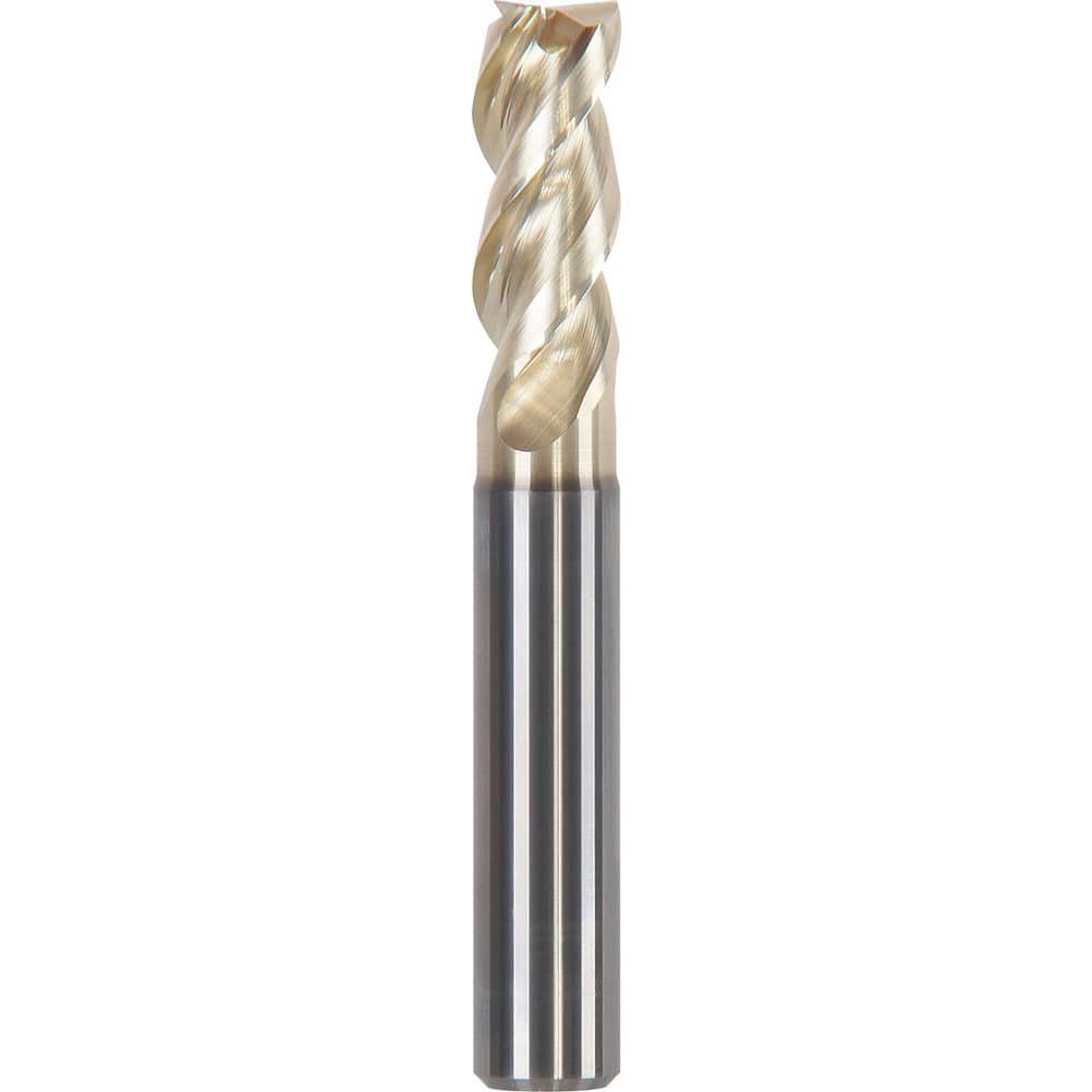 Corner Chamfer End Mill: 0.1969″ Dia, 0.5118″ LOC, 3 Flute, 0.002″ Chamfer Width, Solid Carbide 2.28 mm OAL, ZrN Coated, Centercutting
