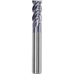 Corner Radius End Mill: 0.1969″ Dia, 0.5118″ LOC, 0.04″ Radius, 4 Flutes, Solid Carbide 2.28″ OAL, 0.2362″ Shank Dia, Helix, AlTiN Coated, Centercutting