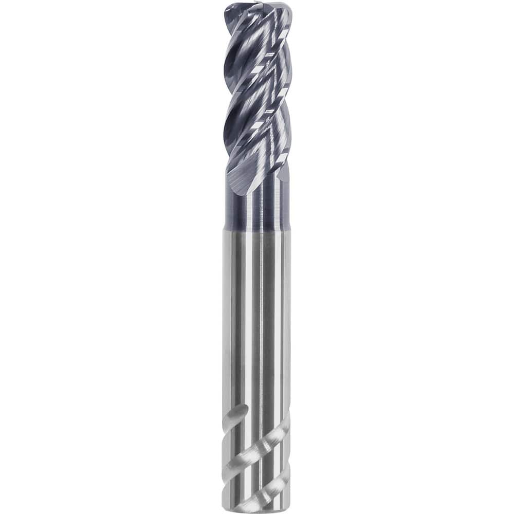 Corner Radius End Mill: 5/16″ Dia, 5/8″ LOC, 0.01″ Radius, 4 Flutes, Solid Carbide 2.19″ OAL, 5/16″ Shank Dia, Helix, AlTiN Coated, Centercutting
