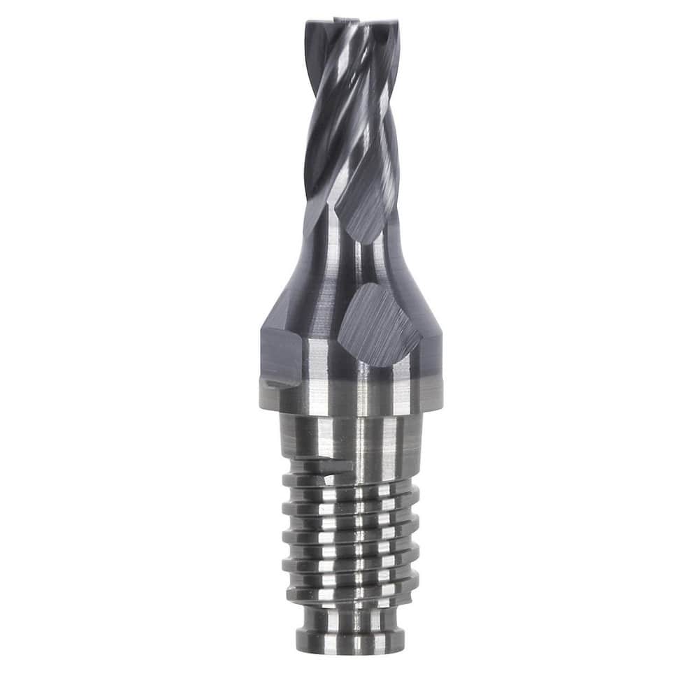 Square End Mill Heads; Mill Diameter (mm): 19.05; Mill Diameter (Decimal Inch): 0.7500; Number of Flutes: 3; Length of Cut (Decimal Inch): 1.1811; Length of Cut (mm): 30.0000; Connection Type: Duo-Lock 20; Overall Length (Inch): 1.5748; Overall Length (mm