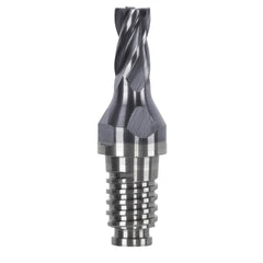 Square End Mill Heads; Mill Diameter (mm): 6.00; Mill Diameter (Decimal Inch): 0.2362; Number of Flutes: 3; Length of Cut (Decimal Inch): 0.3543; Length of Cut (mm): 9.0000; Connection Type: Duo-Lock 10; Overall Length (Inch): 0.7874; Overall Length (mm):