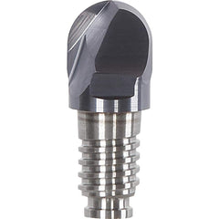 Ball End Mill Heads; Mill Diameter (mm): 12.70; Mill Diameter (Decimal Inch): 0.5000; Number of Flutes: 2; Length of Cut (mm): 9.0000; Length of Cut (Inch): 0.3543; Connection Type: Duo-Lock 12; Overall Length (mm): 15.0000; Overall Length (Inch): 0.5906;