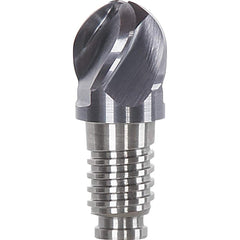 Ball End Mill Heads; Mill Diameter (mm): 16.00; Mill Diameter (Decimal Inch): 0.6299; Number of Flutes: 4; Length of Cut (mm): 12.0000; Length of Cut (Inch): 0.4724; Connection Type: Duo-Lock 16; Overall Length (mm): 20.0000; Overall Length (Inch): 0.7874