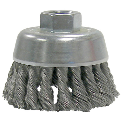 2-3/4″ Single Row Knot Wire Cup Brush, .020″ Steel Fill, M14 × 2.0 Nut - Industrial Tool & Supply