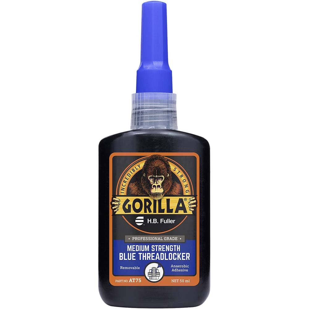 GorillaPro - 50 mL Bottle, Blue, Medium Strength Threadlocker - Industrial Tool & Supply