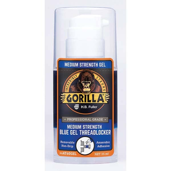 GorillaPro - 35 mL Pump Bottle, Blue Gel, Medium Strength Threadlocker - Industrial Tool & Supply