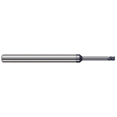 Corner Radius End Mill: 0.187″ Dia, 0.285″ LOC, 0.005″ Radius, 5 Flutes, Solid Carbide 3″ OAL, 1/4″ Shank Dia, 37 ° Helix, AlTiN Coated, Corner Radius End