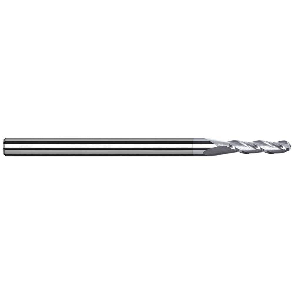 Ball End Mill: 3 Flute, Solid Carbide 3″ OAL, 1/2″ Shank Dia, 42 ° Helix, TiB2 Coated