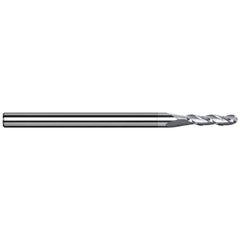 Ball End Mill: 3 Flute, Solid Carbide 3″ OAL, 1/2″ Shank Dia, 42 ° Helix, TiB2 Coated