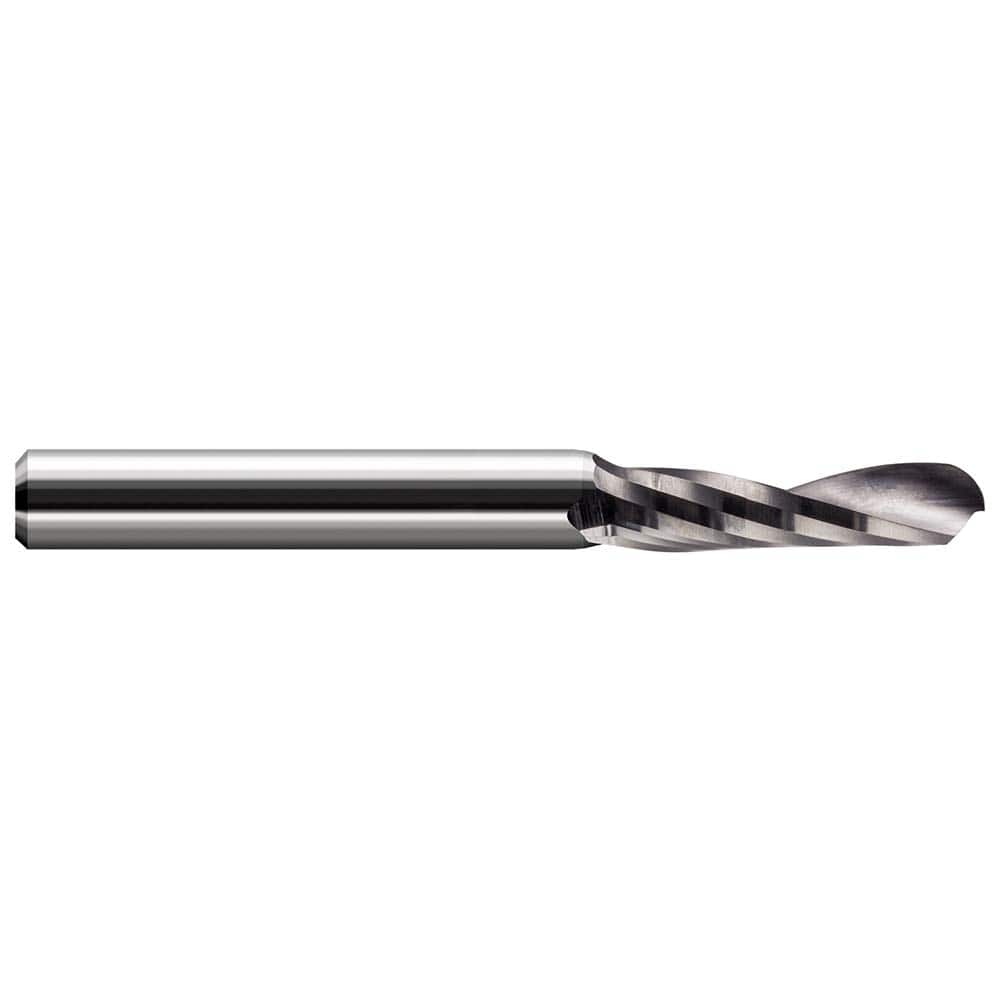 Ball End Mill: 0.25″ Dia, 0.75″ LOC, 1 Flute, Solid Carbide 2-1/2″ OAL, 1/4″ Shank Dia, 22 ° Helix, Uncoated, Single End