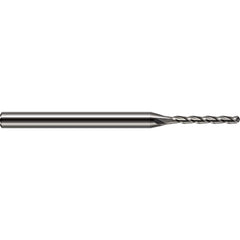 Ball End Mill: 0.015″ Dia, 0.125″ LOC, 3 Flute, Solid Carbide 2-1/2″ OAL, 1/8″ Shank Dia, 30 ° Helix, Uncoated, Single End