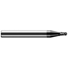 Ball End Mill: 0.093″ Dia, 0.139″ LOC, 2 Flute, Solid Carbide 1-1/2″ OAL, 1/8″ Shank Dia, 30 ° Helix, Amorphous Diamond Coated, Single End