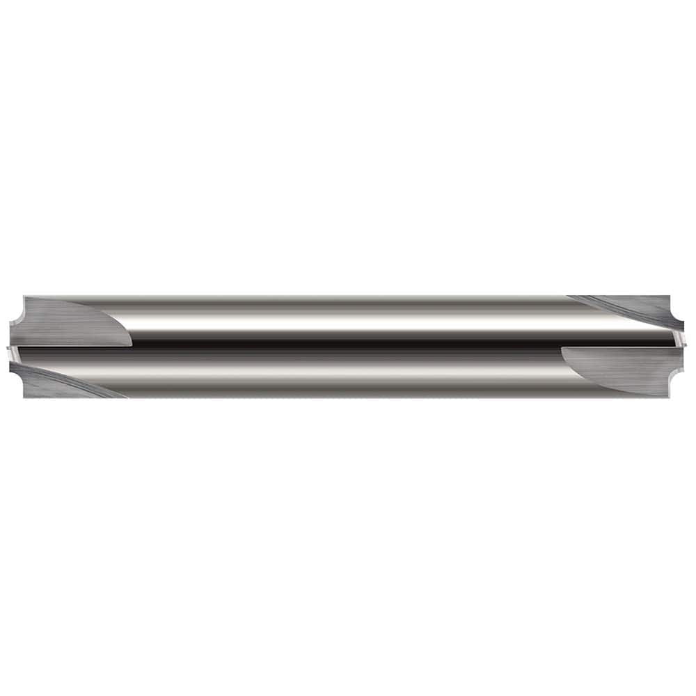 Corner Rounding End Mill: 0.13″ Radius, 0.3125″ Diam, 4 Flutes, Solid Carbide 2.5″ OAL, 5″ Shank Dia, Bright/Uncoated, Double End