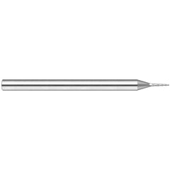 Tapered End Mill: 15 ° per Side, 5/32″ LOC, 3 Flutes, Solid Carbide, Ball End 1/8″ Shank Dia, 1-1/2″ OAL, Uncoated, Series Miniature End Mills - Tapered - Ball