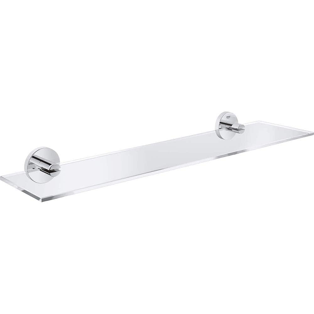 Grohe - Washroom Shelves, Soap Dishes & Towel Holders; Type: Glass Shelf ; Material: Glass/Metal ; Length (Inch): 20.75 ; Width (Inch): 14.75 ; Depth (Inch): 5.70866 ; Finish/Coating: Chrome; Clear - Exact Industrial Supply