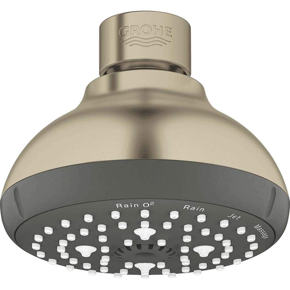 Grohe - Shower Heads & Accessories; Type: Shower Head ; Material: Metal ; GPM: 1.75 ; Face Diameter: 4 (Inch); Finish/Coating: Brushed; Nickel ; Settings: Spray, Pulse, Combination Pulse-Massage - Exact Industrial Supply