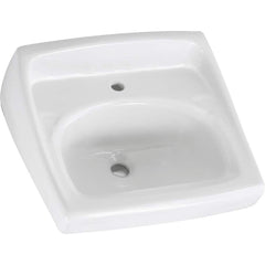 Sinks; Type: Wall-Hung Sink; Outside Length: 18-1/4; Outside Width: 20-1/2; Outside Height: 12-1/8; Inside Length: 10; Inside Width: 15; Depth (Inch): 6-1/2; Number of Compartments: 1.000; Includes Items: Sink Only; Material: Vitreous China; Minimum Order
