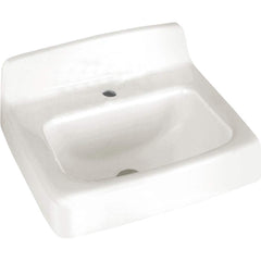 American Standard - Sinks; Type: Wall Hung Lavatory ; Outside Length: 18 (Inch); Outside Length: 18.000 (Decimal Inch); Outside Width: 20.000 (Decimal Inch); Outside Width: 20 (Inch); Outside Height: 6.0000 (Decimal Inch) - Exact Industrial Supply