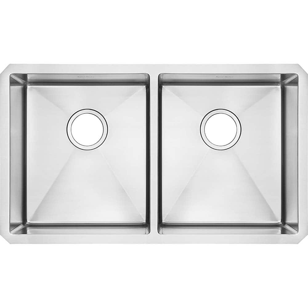 American Standard - Sinks; Type: Double Bowl Stainless Steel Kitchen Sink ; Outside Length: 18 (Inch); Outside Length: 18.000 (Decimal Inch); Outside Width: 29.000 (Decimal Inch); Outside Width: 29 (Inch); Outside Height: 9.0000 (Decimal Inch) - Exact Industrial Supply