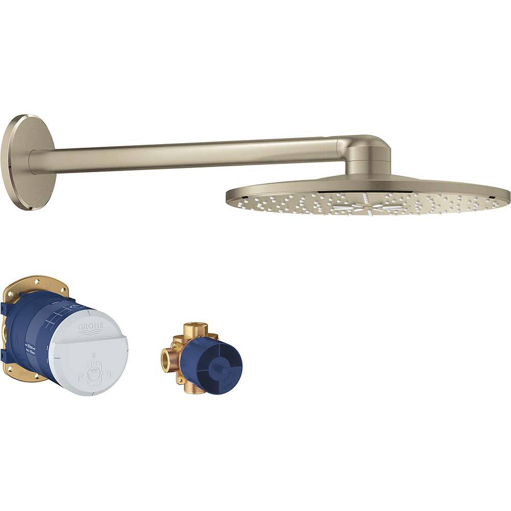 Grohe - Shower Heads & Accessories; Type: Shower Head ; Material: Metal ; GPM: 1.75 ; Face Diameter: 12 (Inch); Finish/Coating: Brushed; Nickel ; Settings: Spray, Pulse, Combination Pulse-Massage - Exact Industrial Supply