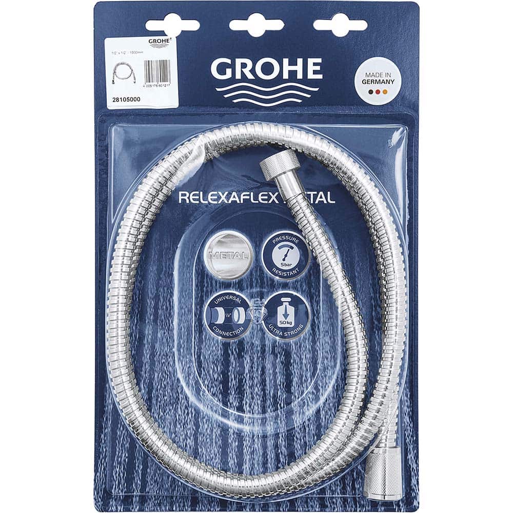 Grohe - Shower Heads & Accessories; Type: Shower hose ; Material: Metal ; Finish/Coating: Polished Chrome - Exact Industrial Supply