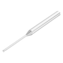 Ball End Mill: 0.0394″ Dia, 0.04″ LOC, 2 Flute, Solid Carbide 50 mm OAL, 35 ° Helix, Uncoated, Single End, Series SMB410