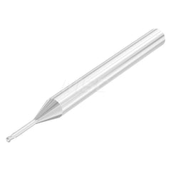 Ball End Mill: 0.0315″ Dia, 0.03″ LOC, 2 Flute, Solid Carbide 50 mm OAL, 30 ° Helix, Uncoated, Single End, Series SMB610