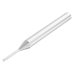 Ball End Mill: 0.0787″ Dia, 0.08″ LOC, 2 Flute, Solid Carbide 50 mm OAL, 35 ° Helix, Uncoated, Single End, Series SMB410