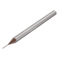Ball End Mill: 0.0118″ Dia, 0.01″ LOC, 2 Flute, Solid Carbide 50 mm OAL, 30 ° Helix, HXT Coated, Single End, Series SMB713