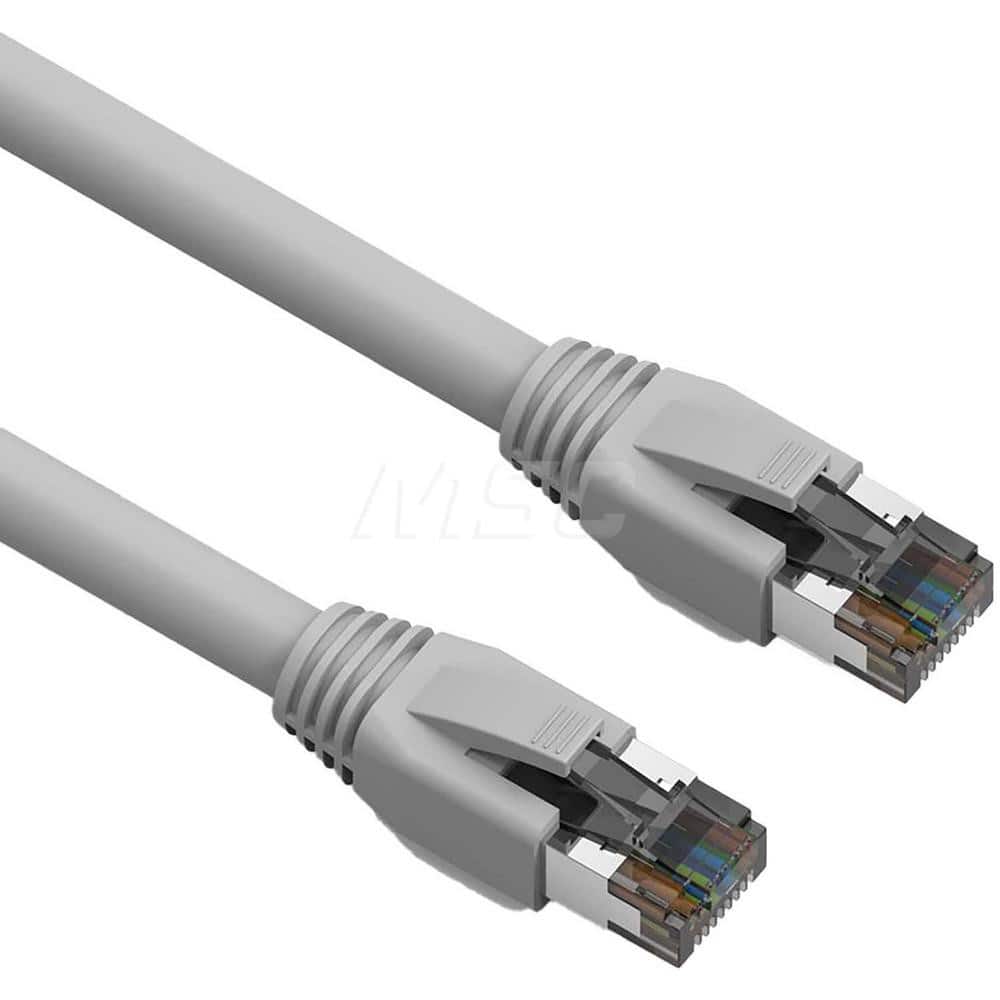 7' HD 24AWG AWG PVC Round Solid Straight Twisted-Pair (UTP/STP) CAT8 Ethernet Cable Double Shielded Braid, Flexible