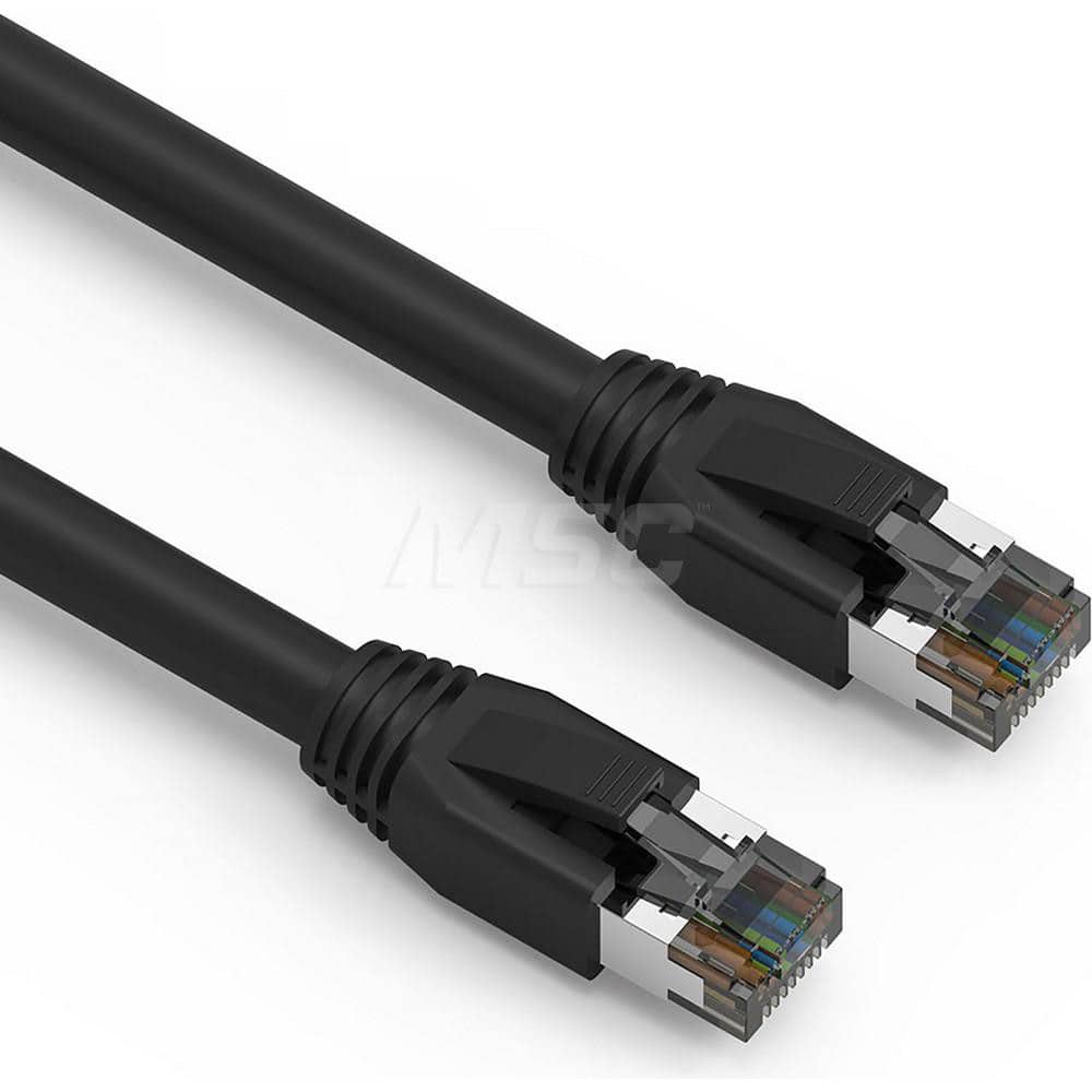 50' HD 24AWG AWG PVC Round Solid Straight Twisted-Pair (UTP/STP) CAT8 Ethernet Cable Double Shielded Braid, Flexible