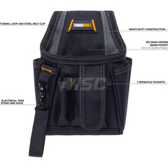 Tool Pouches & Holsters; Holder Type: Tool Pouch; Tool Type: Tool Belts & Accessories; Material: Polyester; Closure Type: No Closure; Color: Black; Number of Pockets: 6.000; Belt Included: No; Overall Depth: 3.35; Overall Height: 9.06; Insulated: No; Teth