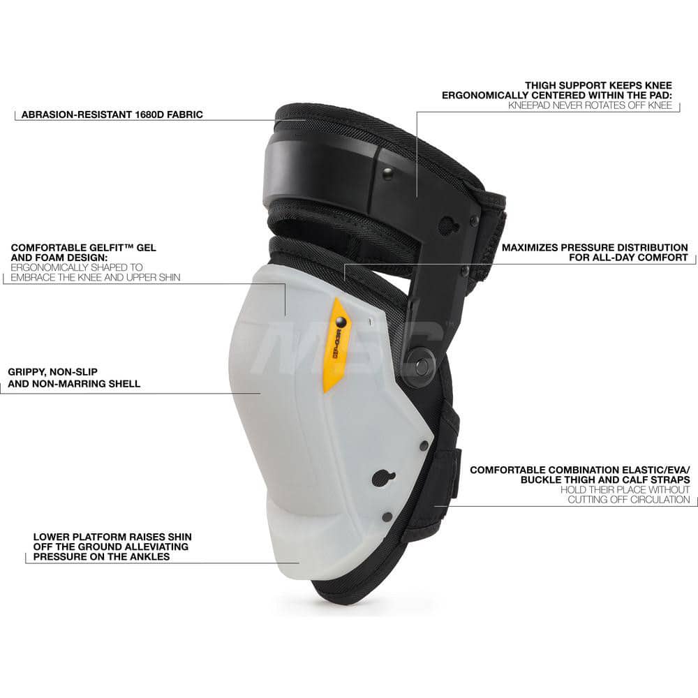 Size Universal, Hook & Loop, Hard Protective Cap, Knee Pad Gel Padding, Black, white, Elastic Strap, Plastic Cover