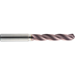 8 mm Dia. × 8 mm Shank × 53 mm Flute Length × 91 mm OAL, 5xD, 124°, TM, 3 Flute, Coolant Thru, Round Solid Carbide Drill