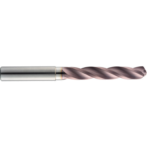 Q Dia. x 10 mm Shank × 61 mm Flute Length × 103 mm OAL, 5xD, 145°, TM, 3 Flute, Coolant Thru, Round Solid Carbide Drill - Exact Industrial Supply