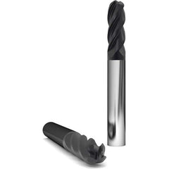 Ball End Mill: 0.1875″ Dia, 0.625″ LOC, 4 Flute, Solid Carbide 2″ OAL, 3/16″ Shank Dia, 38 ° Helix, AlCr Coated, Single End, Series 2115