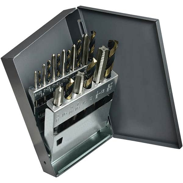 Cle-Line - Tap & Drill Sets Minimum Tap Thread Size (Inch): #6-32 Maximum Tap Thread Size (Inch): 1/2-13 - Industrial Tool & Supply