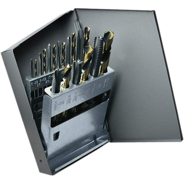 Cle-Line - Tap & Drill Sets Minimum Tap Thread Size (Inch): #6-32 Maximum Tap Thread Size (Inch): 1/2-13 - Industrial Tool & Supply